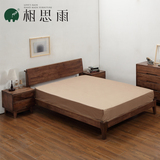 相思雨 日式实木1.5米单人床胡桃色现代简约卧室家具1.8米双人床