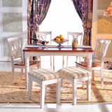 地中海餐桌实木餐椅烤漆餐桌象牙白色小户型韩式欧式田园乡村风格