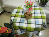 纯棉帆布绿方格子桌布茶几布多用家居盖布纯棉花边可定做尺寸批发