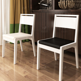 时尚黑白烤漆休闲餐椅橡木家用实木餐桌椅子简约现代靠背椅