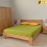 纯全实木床1.8橡木床简约现代原木色1.2实木床1.5双人床卧室家具