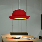 创意个性红礼帽子吊灯韩式餐厅卧室书房咖啡厅吧台服装店布艺吊灯