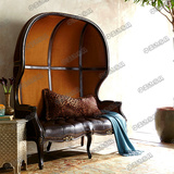 美式新古典实木雕花双人沙发椅 高背时尚造型太空椅蛋壳椅形象椅