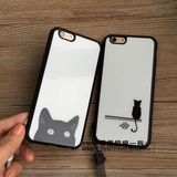 情侣黑白猫咪iphone6s plus软硅胶手机壳苹果5s全包保护套 送挂绳