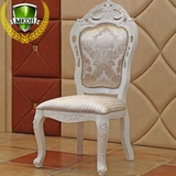 欧式餐椅布艺简约 新古典餐椅实木 样板房餐厅椅子橡木家具象牙白