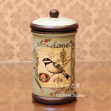 美式田园彩绘陶瓷收纳罐 欧式复古储物罐 糖果罐 茶叶罐 零食罐