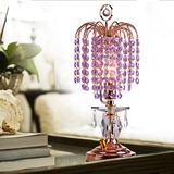 欧式田园水晶台灯现代浪漫时尚水晶台灯创意紫色家居卧室客厅台灯
