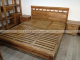 全实木厚重款 韩式老榆木床 1.8米双人床 箱式带抽屉 含床头柜