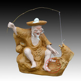 MJZ300景德镇陶瓷器工艺品摆件 雕塑艺术品家居摆设品 姜太公钓鱼