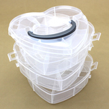 透明3层心型手提皮筋零件塑料收纳盒首饰品珠配件渔具鱼钩包装盒