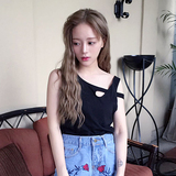 韩国ulzzang夏季女装小心机露肩性感修身短款外穿背心吊带打底衫