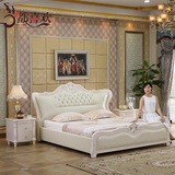 都喜欢家具欧式床双人雕花橡木床 欧式床特价 欧式真皮床白色