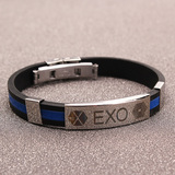 2015新款EXO 韩版时尚明星同款 纪念钛钢手环硅胶手链应援