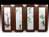 景德镇陶瓷画 梅兰竹菊四条屏瓷板画 名家手绘 客厅装饰挂画 收藏