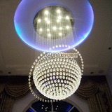 圆球复式楼中楼客厅水晶灯楼梯间长吊灯别墅阁楼酒店工程吊线灯具