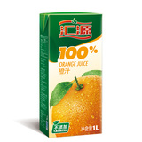 汇源果汁1L100%浓缩纯果汁 橙汁 维C 无添加 果蔬汁 饮料 1L*12