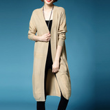 韩版春秋季女装开衫大码 中长款大毛衣外套显瘦针织衫女披肩外套