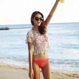 韩国热销短款沙滩外套钩花镂空显瘦外搭泳衣装比基尼罩衫防晒衣女