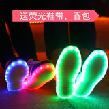 潮流鬼步舞鞋子LED七彩发光鞋男女荧光夜光板鞋USB充电闪光灯光鞋