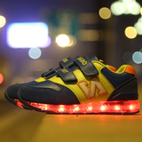 男女儿童发光鞋LED带灯USB充电 运动鞋夜光荧光鞋鞋底发光酷潮板