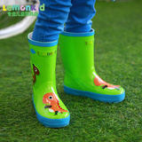 柠檬宝宝 韩国潮男女儿童雨靴 天然橡胶高筒防滑雨鞋可配雨衣套装