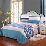 纯棉床单单件斜纹典雅蓝色条纹1.5/1.8/2米全棉单人加厚被单枕套