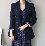 正品韩国代购女装2016春新款 MShow双排扣收腰翻领西装 西服