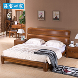 纯老榆木床全实木床1.51.8米婚床厚重款现代新中式家具卧室双人床