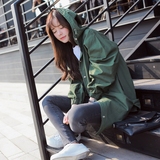 韩版2016春装新款女士外套 学院风潮宽松褂子蝙蝠袖薄中长款风衣