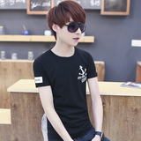 夏天韩版青少年短袖t恤男士半袖t桖中学生薄款半截袖丅恤潮流