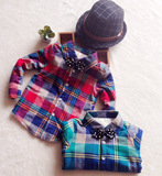 儿童格子衬衣领结潮 宝宝纯棉新款 童装上衣男童冬季加绒加厚衬衫