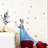 冰雪奇缘Frozen爱莎雪宝卡通儿童卧室墙纸宝宝房环保防水可爱墙贴
