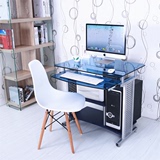 简约台式电脑桌包邮 宜家钢化玻璃办公桌子 现代笔记本桌家用