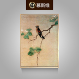 新中式装饰画客厅画玄关壁画墙画有框工笔油画花鸟挂画单幅竖画