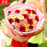 红香槟玫瑰花束表白送女友鲜花速递武汉苏州郑州济南同城花店送花