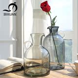 碧轩 人工吹制家居客厅餐桌摆件花艺花器欧式玻璃花瓶 乔治水壶