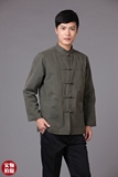 唐装男中国风秋冬长袖外套民族服装汉麻中式上衣74棉布长袖