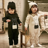 韩国代购婴儿装婴幼童正品2016冬男童女童加厚卡通纯棉连体衣爬服
