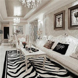 制手工茶几地毯长方形满铺客厅卧室家用地毯黑白色虎皮豹纹动物定