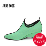 jadyrose夏女士舒适透气单鞋女高跟尖头坡跟欧美弹力网鞋休闲女鞋