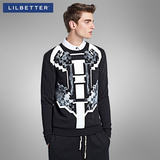 Lilbetter潮男卫衣青少年春装男外套3D动物印花卫衣圆领套头卫衣