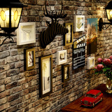 餐厅艺术实木照片墙 酒吧房间装饰相框墙 创意挂墙相框画框组合