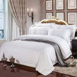 五星级酒店宾馆四件套全棉床上用品60支白色床单被套贡缎绣花1.8