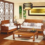 现代中式全实木雕花沙发双人组合客厅红椿木御品布艺沙发千佳家具