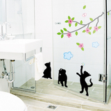 韩国墙贴DIY嬉戏的小咪家具贴墙壁贴纸玻璃贴小猫卫生间装饰贴
