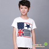 童装批发厂家直销 8-15岁大童 星星国旗横条五星4元素短袖男童T恤