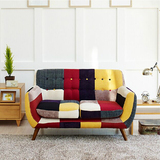 北欧宜家拼色布艺沙发组合小户型客厅卧室书房单双三人实木沙发椅