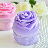 欧式马口铁喜糖盒子装糖成品创意定制圆形紫色喜糖盒含糖甜筒