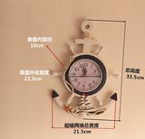 地中海木质制船舵手船锚创意电子挂钟小孩卧室墙壁装饰挂件时钟表