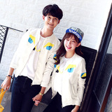 秋款外套新款韩国情侣装男女长袖拼接卫衣开衫外套学生班服棒球服